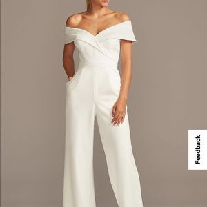 Cuffed Off-the-Shoulder Stretch Crepe Jumpsuit